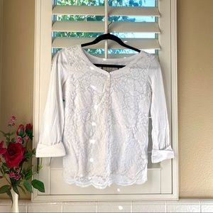 A&F White Lace Front Long Sleeve Top (Size S)